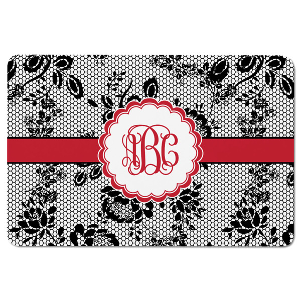 Black Lace Rectangular Fridge Magnet - FRONT