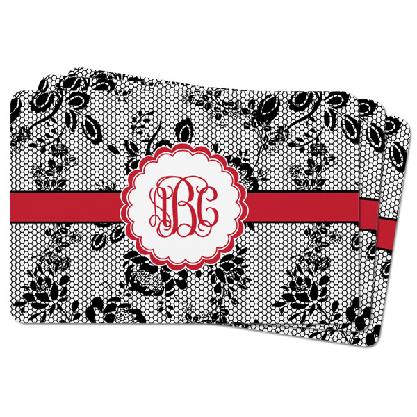 Black Lace Rectangular Fridge Magnet - THREE