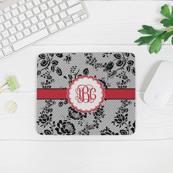 Black Lace Rectangular Mouse Pad - LIFESTYLE 2