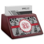 Black Lace Red Mahogany Business Card Holder (Personalized)