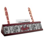 Black Lace Red Mahogany Nameplate with Business Card Holder (Personalized)