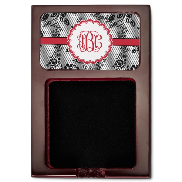 Black Lace Red Mahogany Sticky Note Holder - Flat