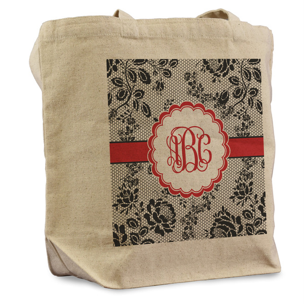 Custom Black Lace Reusable Cotton Grocery Bag (Personalized)