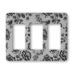 Black Lace Rocker Style Light Switch Cover - Three Switch