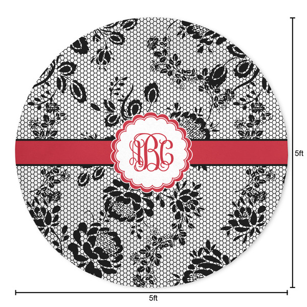 Black Lace Round Area Rug - Size