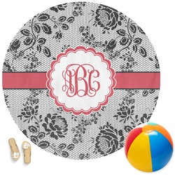 Black Lace Round Beach Towel (Personalized)
