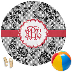 Black Lace Round Beach Towel (Personalized)