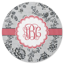 Black Lace Round Rubber Backed Coaster (Personalized)