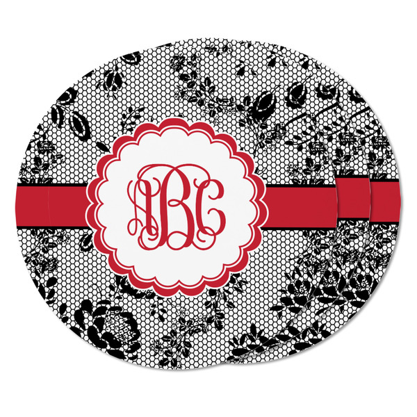 Black Lace Round Fridge Magnet - THREE