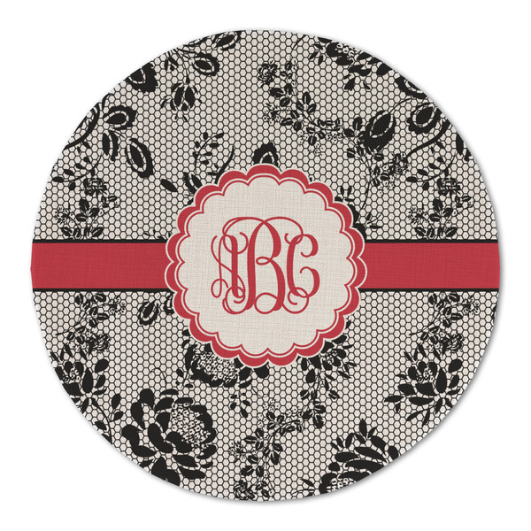 Custom Black Lace Round Linen Placemat - Single Sided (Personalized)