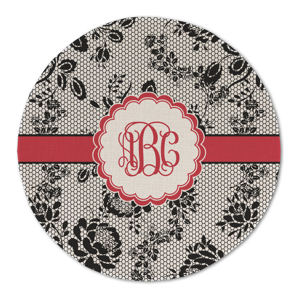 Black Lace Round Linen Placemats - FRONT (Single Sided)