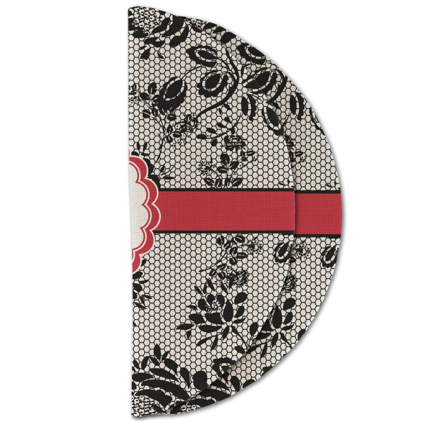 Black Lace Round Linen Placemats - HALF FOLDED (double sided)