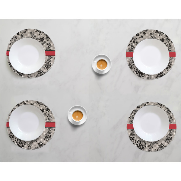 Black Lace Round Linen Placemats - LIFESTYLE (set of 4)
