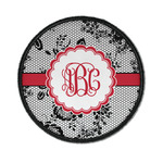 Black Lace Iron On Round Patch w/ Monogram