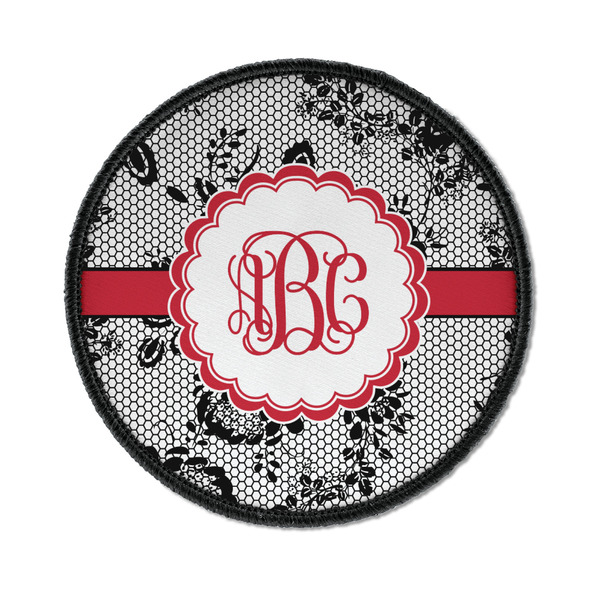 Custom Black Lace Iron On Round Patch w/ Monogram