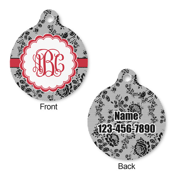 Black Lace Round Pet ID Tag - Large - Approval