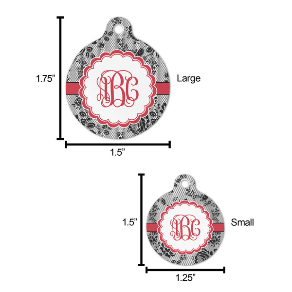 Black Lace Round Pet ID Tag - Large - Comparison Scale