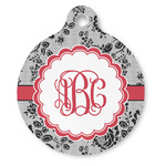 Black Lace Round Pet ID Tag - Large (Personalized)