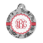 Black Lace Round Pet ID Tag - Small (Personalized)