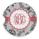 Black Lace Sandstone Car Coaster - Single (Personalized)