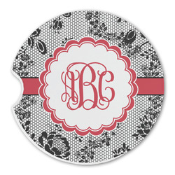 Black Lace Sandstone Car Coaster - Single (Personalized)
