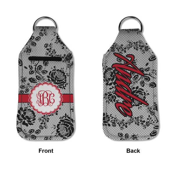 Black Lace Sanitizer Holder Keychain - Large APPROVAL (Flat)