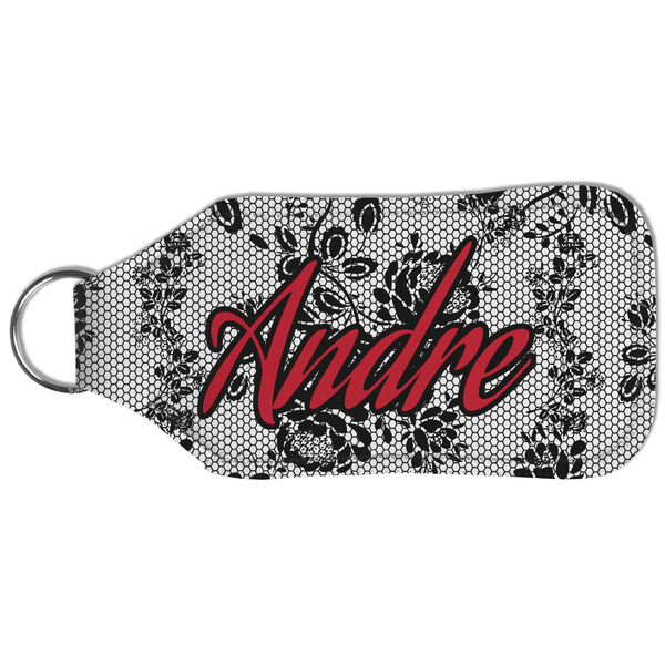 Black Lace Sanitizer Holder Keychain - Large (Back)