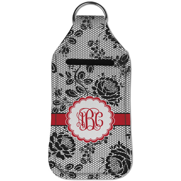 Black Lace Sanitizer Holder Keychain - Large (Front)