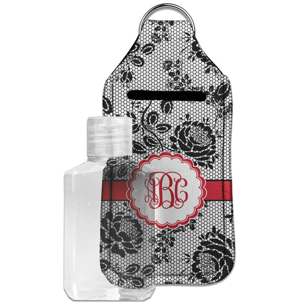 Black Lace Sanitizer Holder Keychain - Large with Case