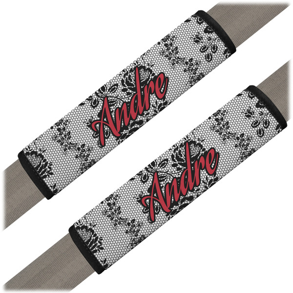 Custom Black Lace Seat Belt Covers (Set of 2) (Personalized)