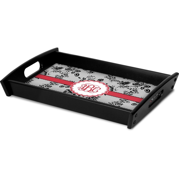 Black Lace Serving Tray Black - Corner