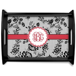 Black Lace Black Wooden Tray - Large (Personalized)