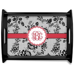 Black Lace Black Wooden Tray - Large (Personalized)