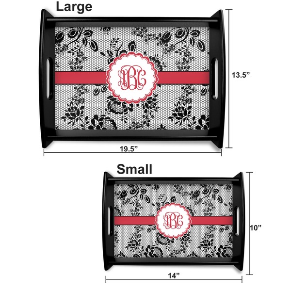 Black Lace Serving Tray Black Sizes