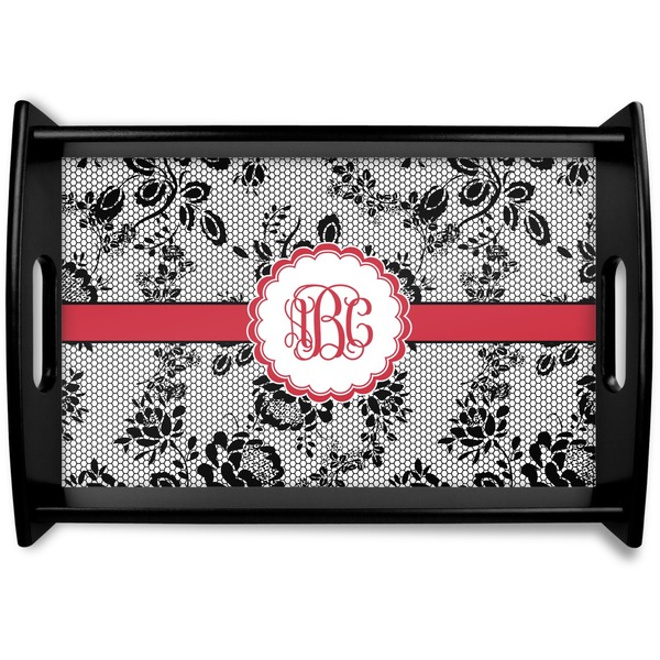 Custom Black Lace Black Wooden Tray - Small (Personalized)