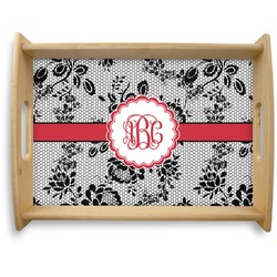Black Lace Natural Wooden Tray - Large (Personalized)