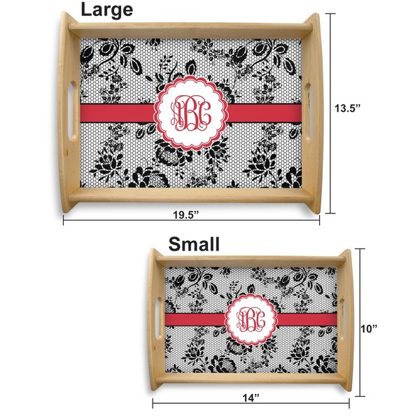 Black Lace Serving Tray Wood Sizes