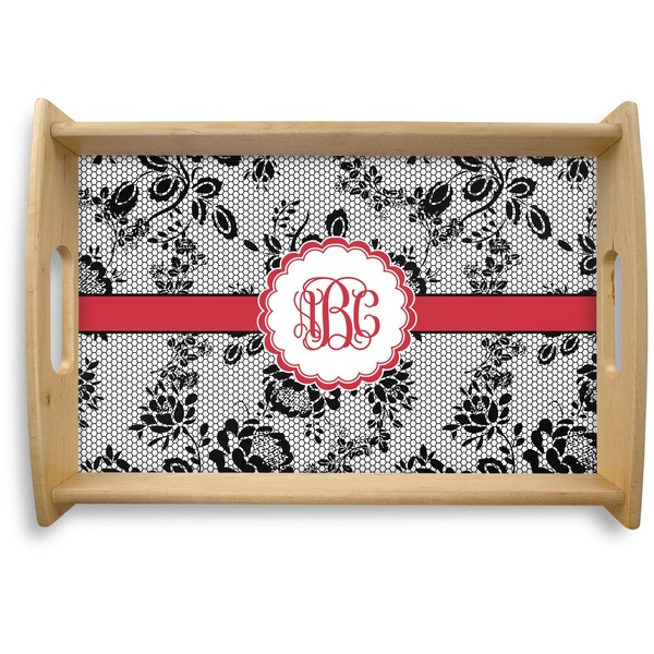 Custom Black Lace Natural Wooden Tray - Small (Personalized)