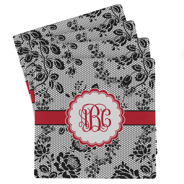 Custom Black Lace Absorbent Stone Coasters - Set of 4 (Personalized)