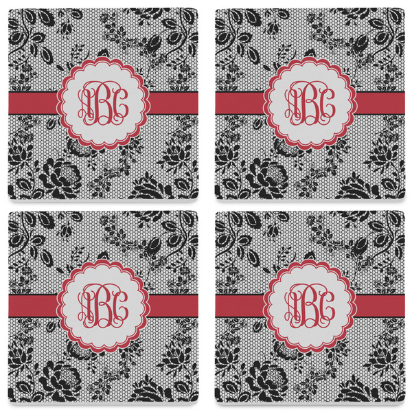Black Lace Set of 4 Sandstone Coasters - See All 4 View