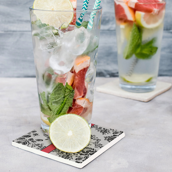 Black Lace Set of 4 Stone Coasters - In Context View