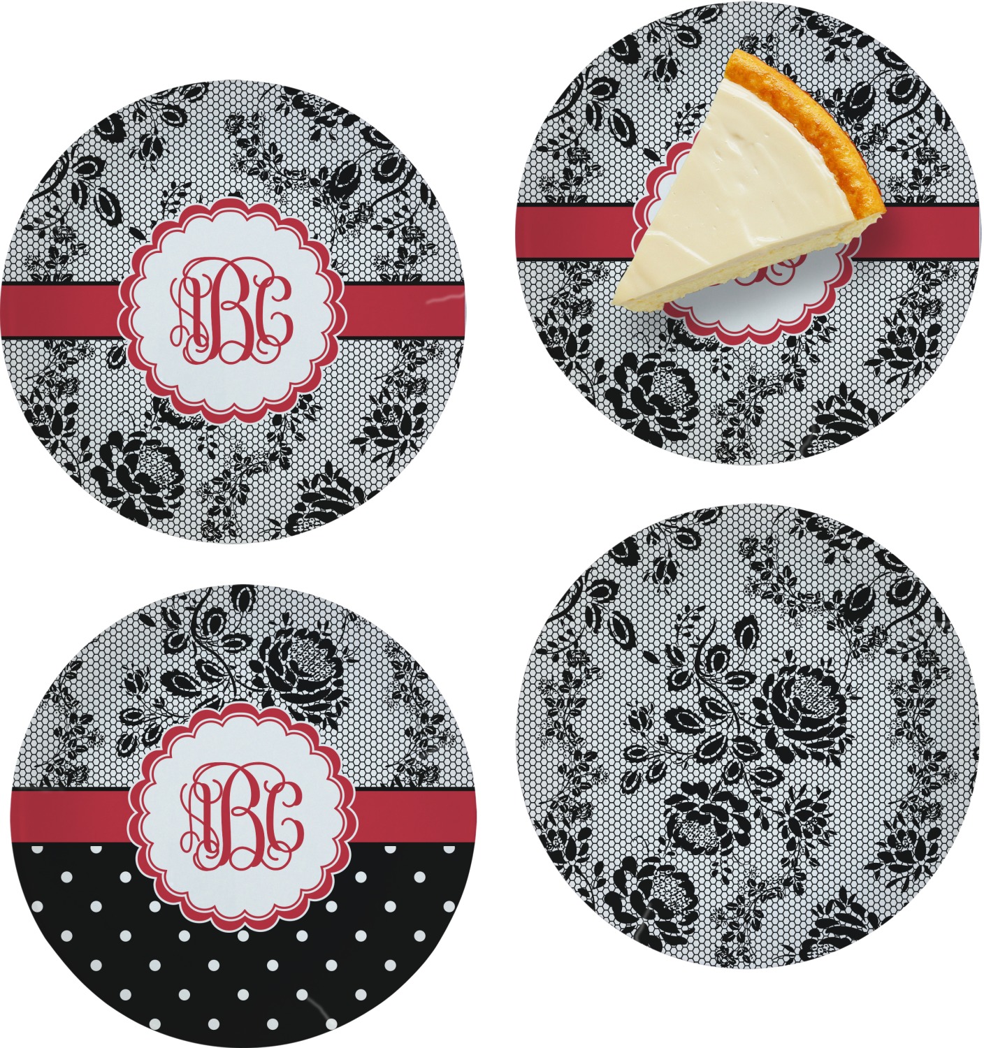 Black Lace 8" Glass Appetizer / Dessert Plates Single or Set