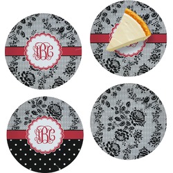 Black Lace Set of 4 Glass Appetizer / Dessert Plate 8" (Personalized)