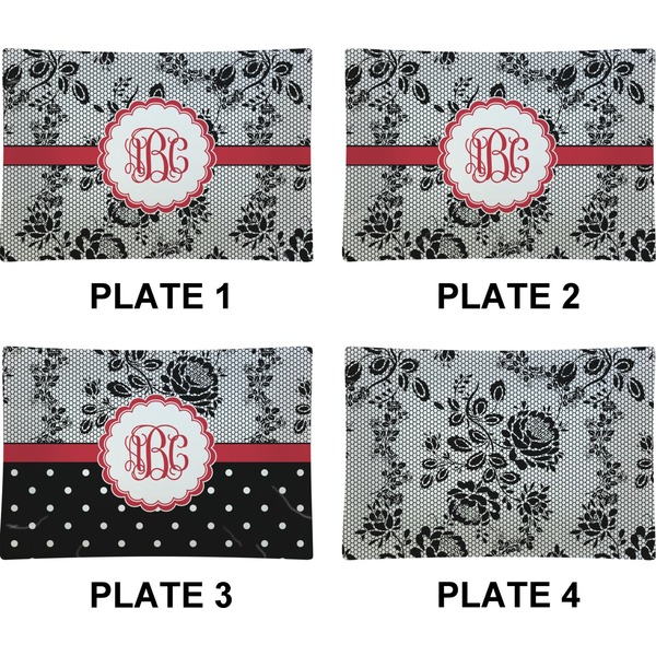 Black Lace Set of Rectangular Appetizer / Dessert Plates (Approval)