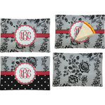 Black Lace Set of 4 Glass Rectangular Appetizer / Dessert Plate (Personalized)