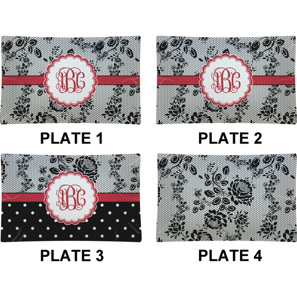 Black Lace Set of Rectangular Dinner Plates (Approval)
