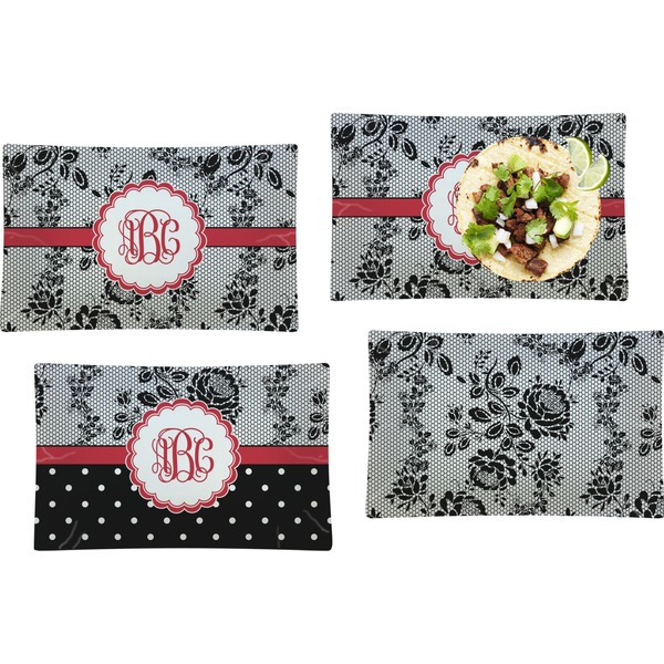 Black Lace Set of Rectangular Dinner Plates