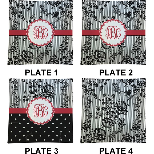 Black Lace Set of Square Dinner Plates (Approval)