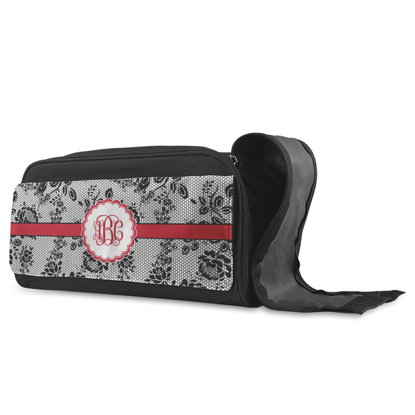 Black Lace Shoe Bags - ANGLE (Open)