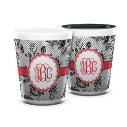 Black Lace Ceramic Shot Glass - 1.5 oz (Personalized)